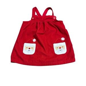 Carters Santa Red Corduroy Jumper Dress Size 6 Mths‎ Adjustable Straps Christmas